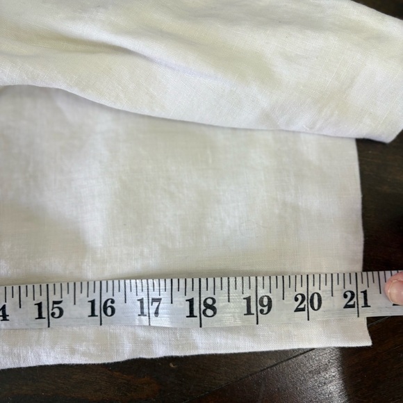 Lagenlook Linen White Trousers Pants Cropped Wide Leg Straight Womens 8 Coastal - Picture 9 of 11